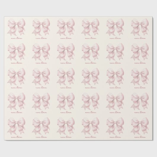 Trendrosa Bow Personalisiert mit Name Monogram Geschenkpapier (Flach)