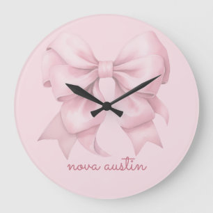 Trendrosa Bow Personalisiert mit Name Monogram Große Wanduhr