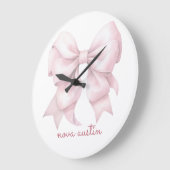 Trendrosa Bow Personalisiert mit Name Monogram Große Wanduhr (Winkel)