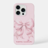 Trendrosa Bow Personalisiert mit Name Monogram iPhone Hülle (Rückseite)