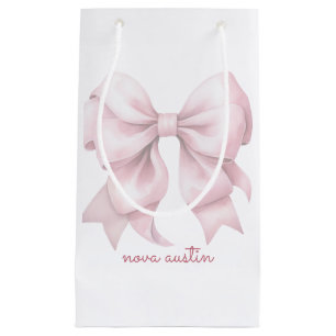 Trendrosa Bow Personalisiert mit Name Monogram Kleine Geschenktüte