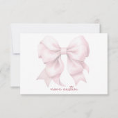 Trendrosa Bow Personalisiert mit Name Monogram Mitteilungskarte (Vorderseite)