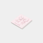 Trendrosa Bow Personalisiert mit Name Monogram Post-it Klebezettel (angewinkelt)