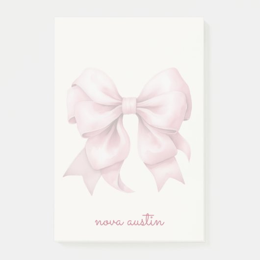 Trendrosa Bow Personalisiert mit Name Monogram Post-it Klebezettel (Vorderseite)