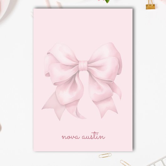 Trendrosa Bow Personalisiert mit Name Monogram Post-it Klebezettel