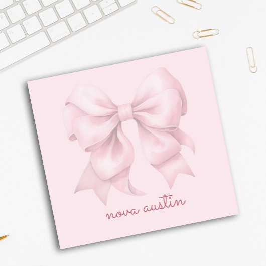 Trendrosa Bow Personalisiert mit Name Monogram Post-it Klebezettel