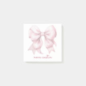 Trendrosa Bow Personalisiert mit Name Monogram Post-it Klebezettel (Vorderseite)