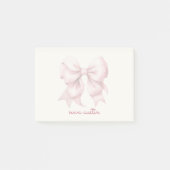 Trendrosa Bow Personalisiert mit Name Monogram Post-it Klebezettel (Vorderseite)
