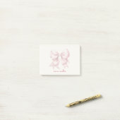 Trendrosa Bow Personalisiert mit Name Monogram Post-it Klebezettel (Auf Schreibtisch)