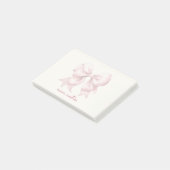 Trendrosa Bow Personalisiert mit Name Monogram Post-it Klebezettel (angewinkelt)