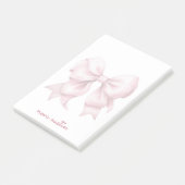 Trendrosa Bow Personalisiert mit Name Monogram Post-it Klebezettel (angewinkelt)