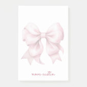 Trendrosa Bow Personalisiert mit Name Monogram Post-it Klebezettel (Vorderseite)