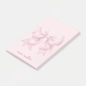 Trendrosa Bow Personalisiert mit Name Monogram Post-it Klebezettel (angewinkelt)