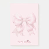 Trendrosa Bow Personalisiert mit Name Monogram Post-it Klebezettel (Vorderseite)