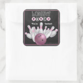 Trendrosa Bowling Party Einladung Sticker (Tasche)
