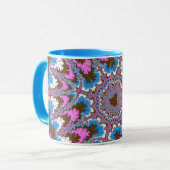 Trendrosa, braunes und hellblaues Fraktal Tasse (Vorderseite Links)