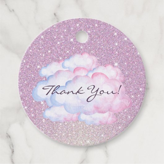 Trendrosa Glitzer Cloud Brautparty Geschenkanhänger (Vorderseite)