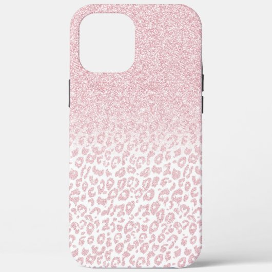 Trendrosa Glitzer & Leopard Print Ombre Design Case-Mate iPhone Hülle (Rückseite)