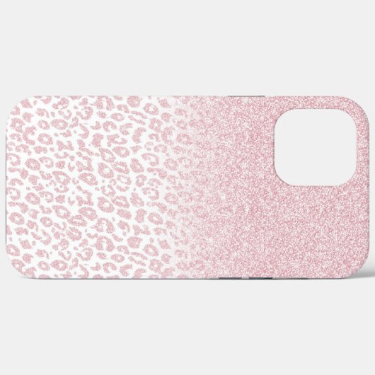 Trendrosa Glitzer & Leopard Print Ombre Design Case-Mate iPhone Hülle (Rückseite (Horizontal))