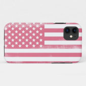 Trendrosa Grunge American Flag Case-Mate iPhone Hülle (Rückseite (Horizontal))