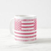 Trendrosa Grunge American Flag Kaffeetasse (Vorderseite Links)