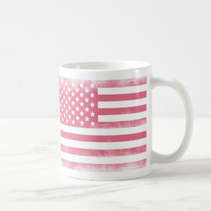 Trendrosa Grunge American Flag Kaffeetasse