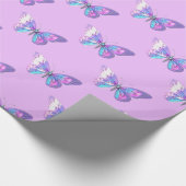 Trendrosa Holographic Butterfly Wrapping Paper Geschenkpapier (Ecke)