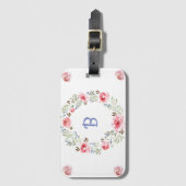 Trendrosa-Kronen-Monogramm-Muster Gepäckanhänger (Vorderseite Vertikal)