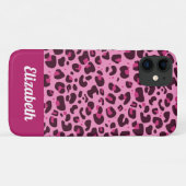 Trendrosa Leopardenfleck mit Namen Case-Mate iPhone Hülle (Rückseite (Horizontal))
