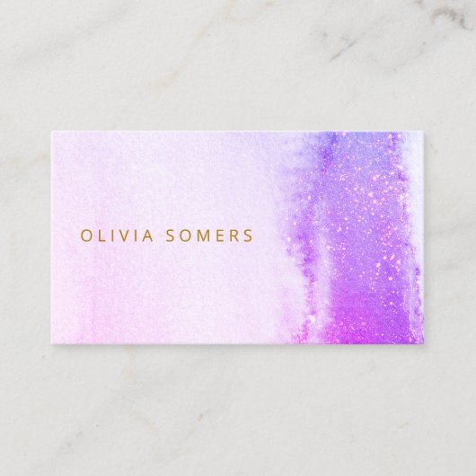 Trendrosa Lila Watercolor Glitzer Visitenkarte (Vorderseite)