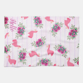 Trendrosa Llamas Floral Doodles & Stripes Geschirrtuch (Horizontal)