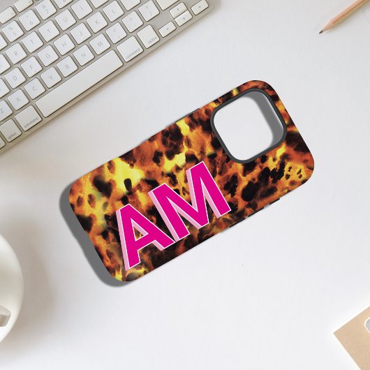 Trendrosa Mit Monogramm Tortoiseshell Case-Mate iPhone Hülle