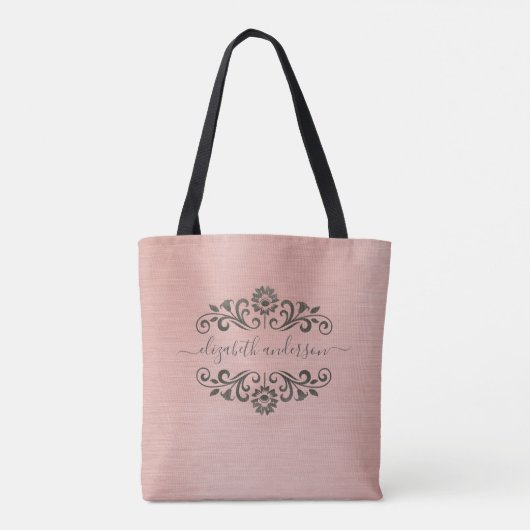 Trendrosa Monogram Name Script Tote Bag Tasche (Rückseite)