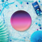 Trendrosa Neon lila und hellorange Gradienten Pappteller (Party)