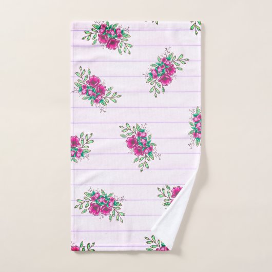 Trendrosa Papier und Doodle Florals Badhandtuch Set (Handtuch)