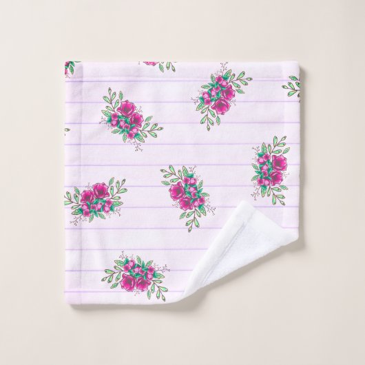 Trendrosa Papier und Doodle Florals Badhandtuch Set (Waschlappen)