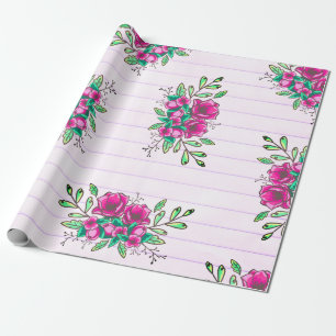 Trendrosa Papier und Doodle Florals Geschenkpapier