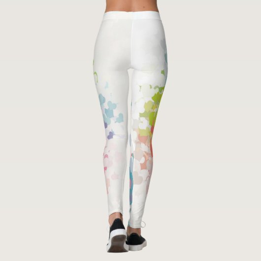 Trendrosa Rosa Blau Gelbe Grüne Farben Moderne Leggings (Rückseite)