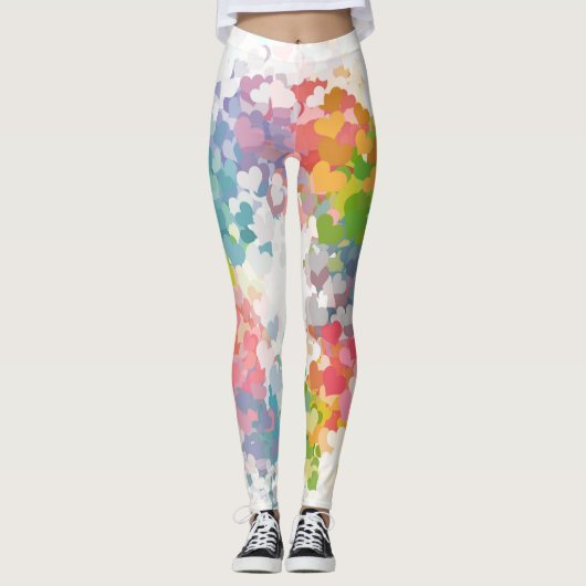 Trendrosa Rosa Blau Gelbe Grüne Farben Moderne Leggings (Vorderseite)