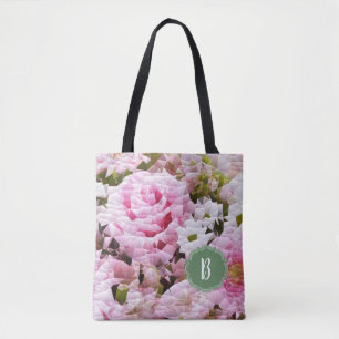 Trendrosa Rosa-Floral Monogramm-Design Tasche
