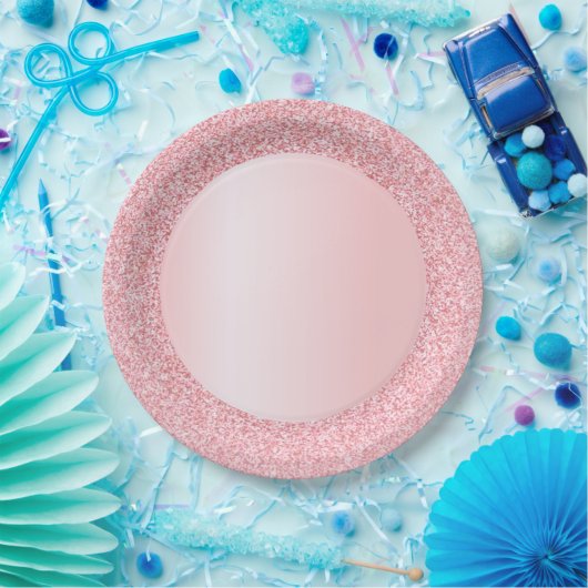 Trendrosa Rose Gold Glitzer Blank Template Pappteller (Party)