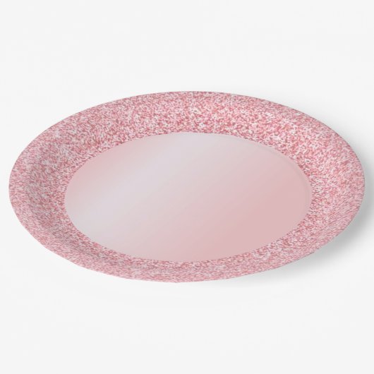 Trendrosa Rose Gold Glitzer Blank Template Pappteller (Schrägansicht)