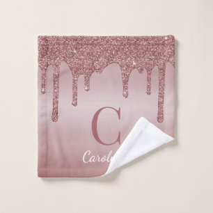 Trendrosa Rose Gold Glitzer Tropfen Badhandtuch Set