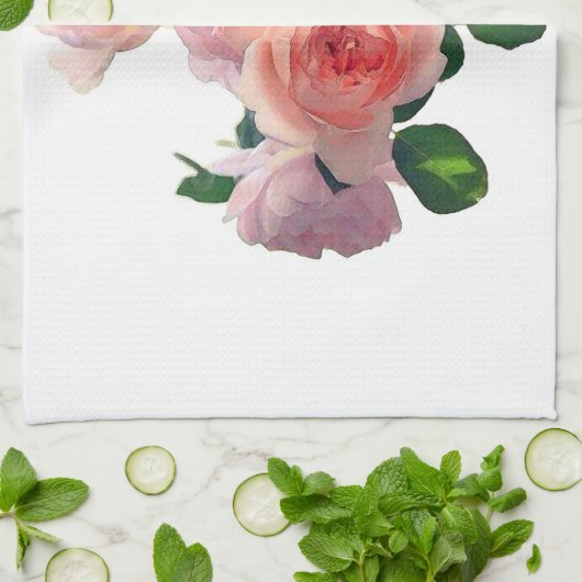 Trendrosa Rote Rosen Moderne Blumenvorlage Geschirrtuch (Gefaltet)