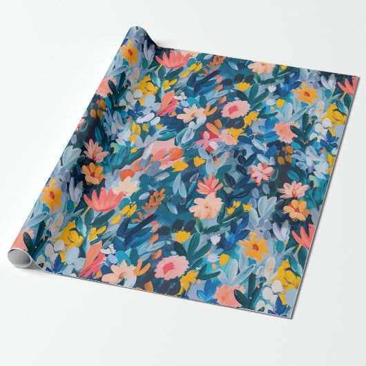 Trendrosa und Abstraktes Blumenmuster Geschenkpapier (Ungerollt)