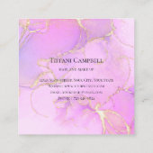 Trendrosa und Gold bilden Künstler Quadratische Visitenkarte (Rückseite)