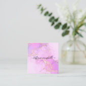 Trendrosa und Gold bilden Künstler Quadratische Visitenkarte (Stehend Vorderseite)