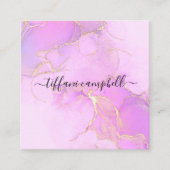 Trendrosa und Gold bilden Künstler Quadratische Visitenkarte (Vorderseite)