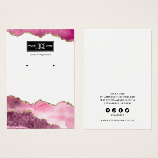 Trendrosa und goldenes Agate Earring Display (Vorne & Hinten)