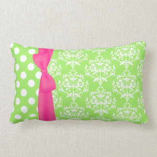 Trendrosa und grüne Monogram Designer-Kissen Lendenkissen